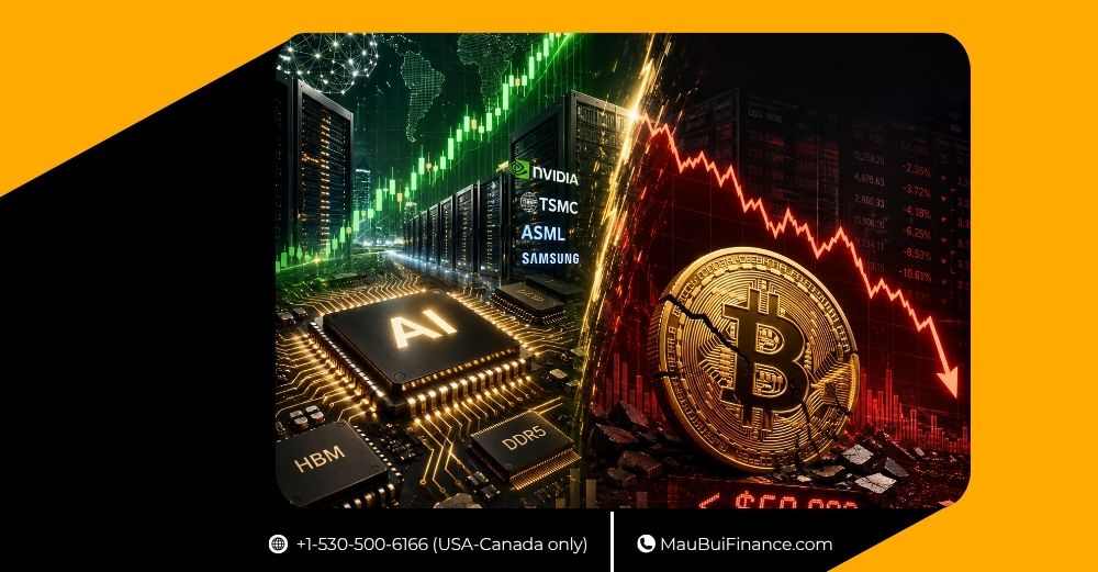 CỔ PHIẾU CHIP BÙNG NỔ VÌ AI, BITCOIN RƠI DƯỚI 60,000 USD: THỊ TRƯỜNG ĐANG XOAY TRỤC MẠNH
