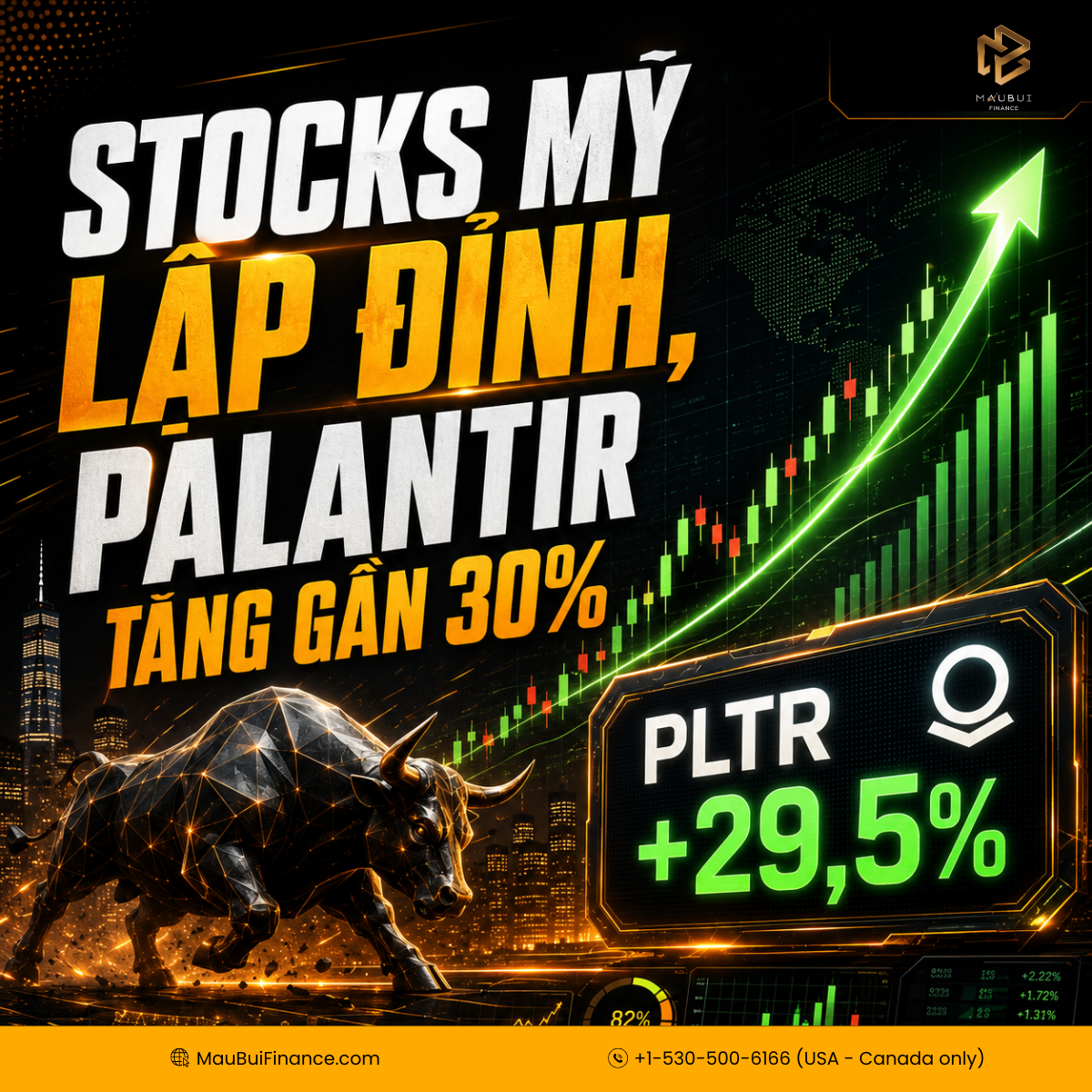 STOCKS MỸ LẬP ĐỈNH, PALANTIR TĂNG GẦN 30%