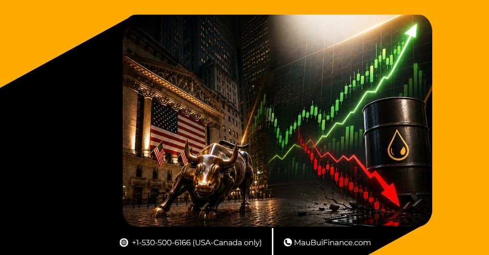DOW JONES LẬP ĐỈNH MỚI KHI GIÁ DẦU GIẢM MẠNH